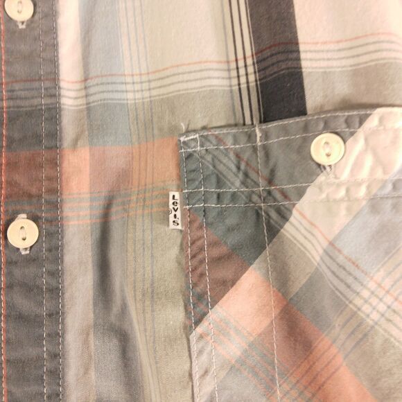 Levi's shirt mens L Large multicolor plaid long sleeve white tab button - Picture 3 of 9